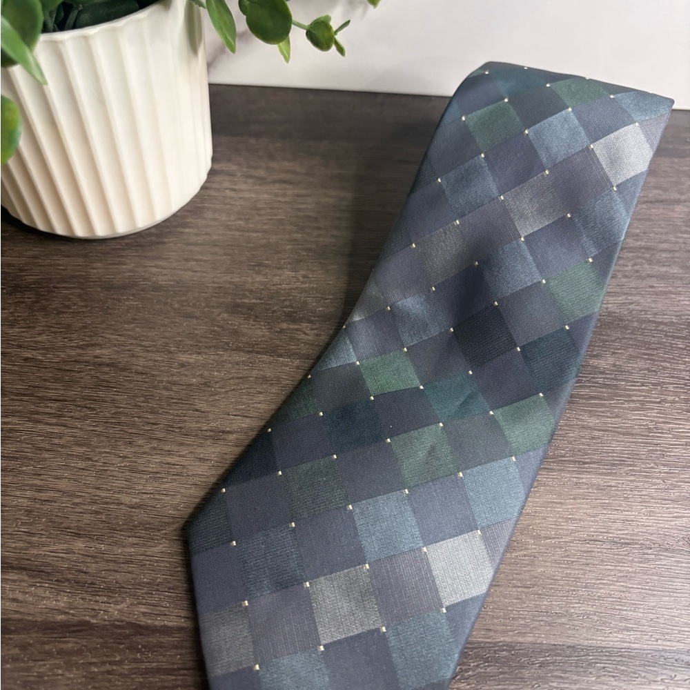 Kenneth Cole Reaction Plaid Tie in Blue and Green